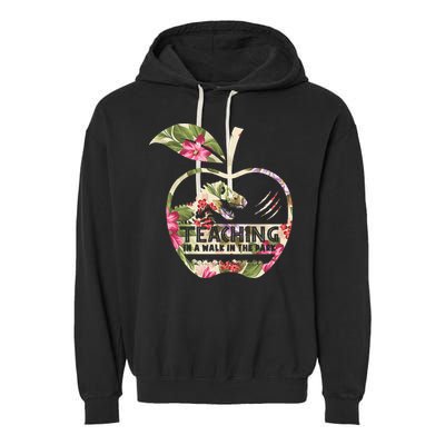 Teaching Is A Walk In The Park Funny Teacher Dinosaur Garment-Dyed Fleece Hoodie