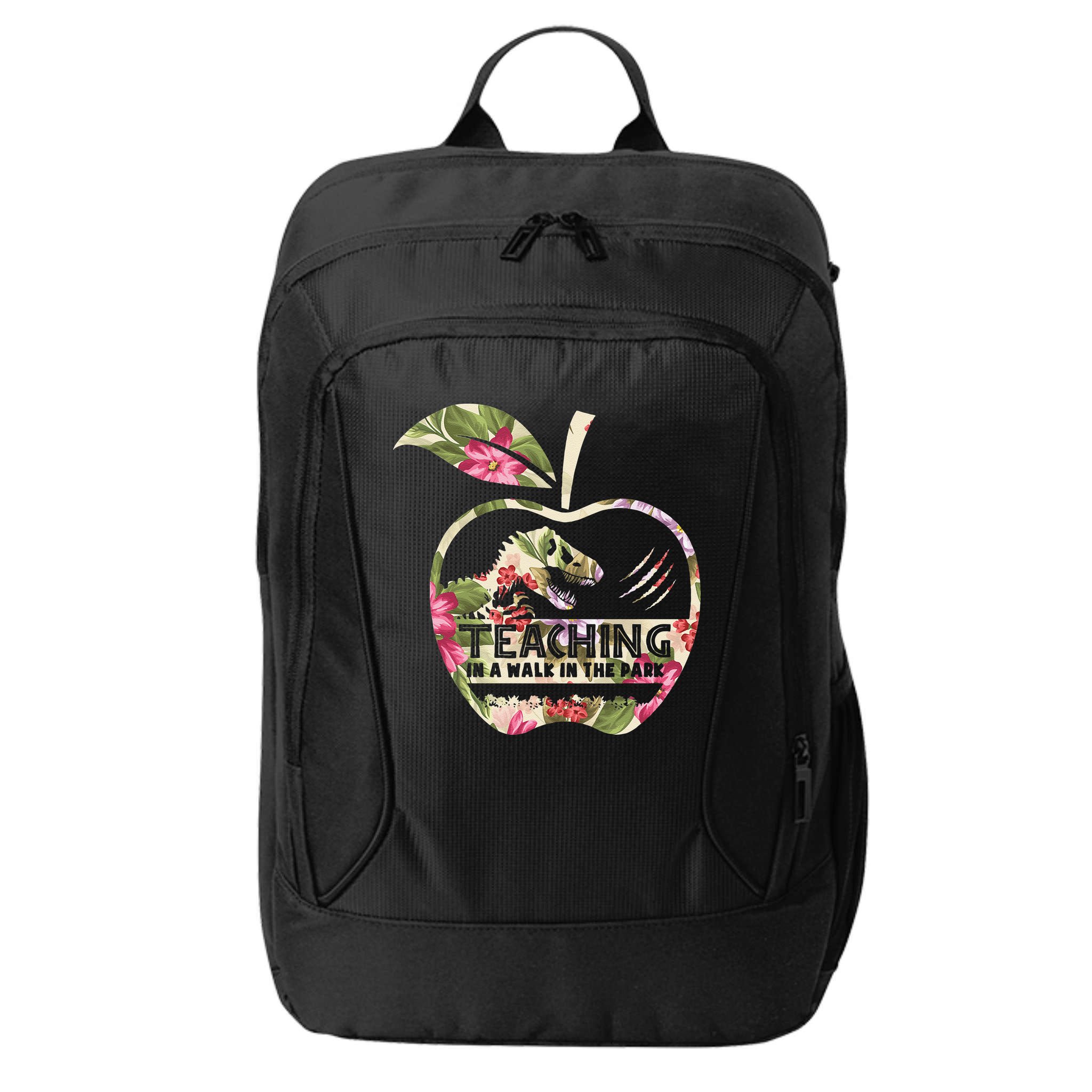 Teaching Is A Walk In The Park Funny Teacher Dinosaur City Backpack