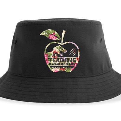 Teaching Is A Walk In The Park Funny Teacher Dinosaur Sustainable Bucket Hat