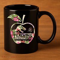Teaching Is A Walk In The Park Funny Teacher Dinosaur 11oz C Handle Ceramic Mug