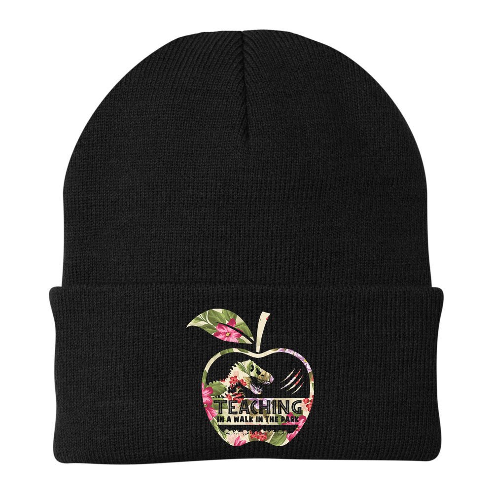 Teaching Is A Walk In The Park Funny Teacher Dinosaur Beanie