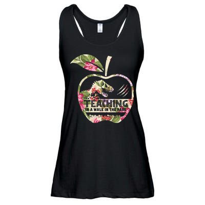 Teaching Is A Walk In The Park Funny Teacher Dinosaur Ladies Essential Flowy Tank