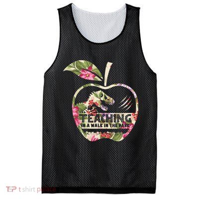 Teaching Is A Walk In The Park Funny Teacher Dinosaur Mesh Reversible Basketball Jersey Tank