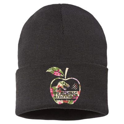 Teaching Is A Walk In The Park Funny Teacher Dinosaur Sustainable Knit Beanie