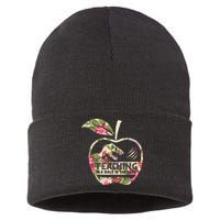 Teaching Is A Walk In The Park Funny Teacher Dinosaur Sustainable Knit Beanie