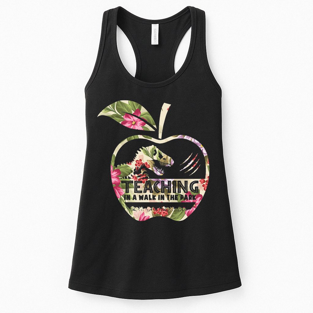 Teaching Is A Walk In The Park Funny Teacher Dinosaur Womens Tank Top
