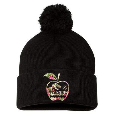 Teaching Is A Walk In The Park Funny Teacher Dinosaur Pom Pom 12in Knit Beanie