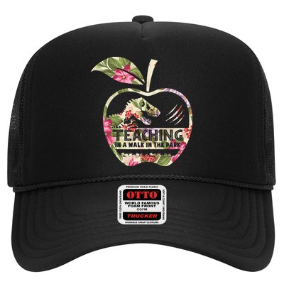 Teaching Is A Walk In The Park Funny Teacher Dinosaur Trucker Hat