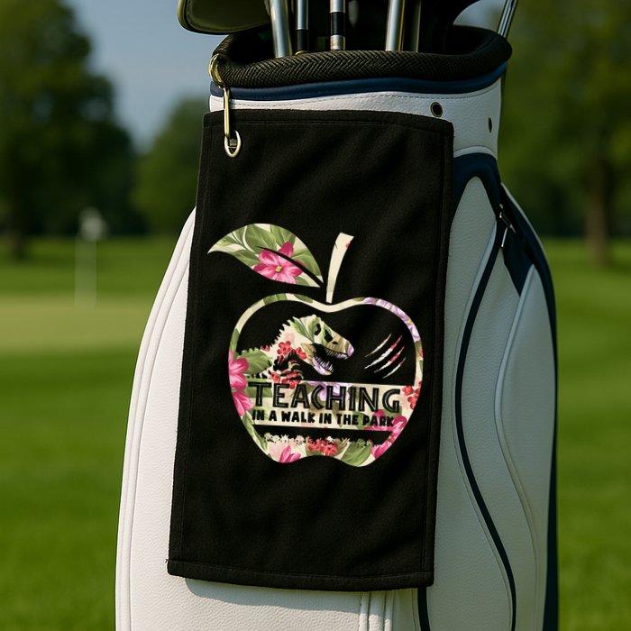 Teaching Is A Walk In The Park Funny Teacher Dinosaur Golf Towel