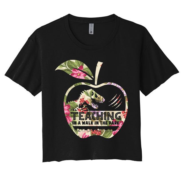 Teaching Is A Walk In The Park Funny Teacher Dinosaur Crop Top