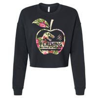 Teaching Is A Walk In The Park Funny Teacher Dinosaur Cropped Pullover Crew