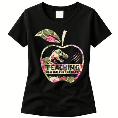 Teaching Is A Walk In The Park Funny Teacher Dinosaur Womens T-Shirt