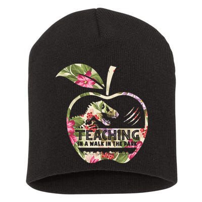 Teaching Is A Walk In The Park Funny Teacher Dinosaur Short Acrylic Beanie