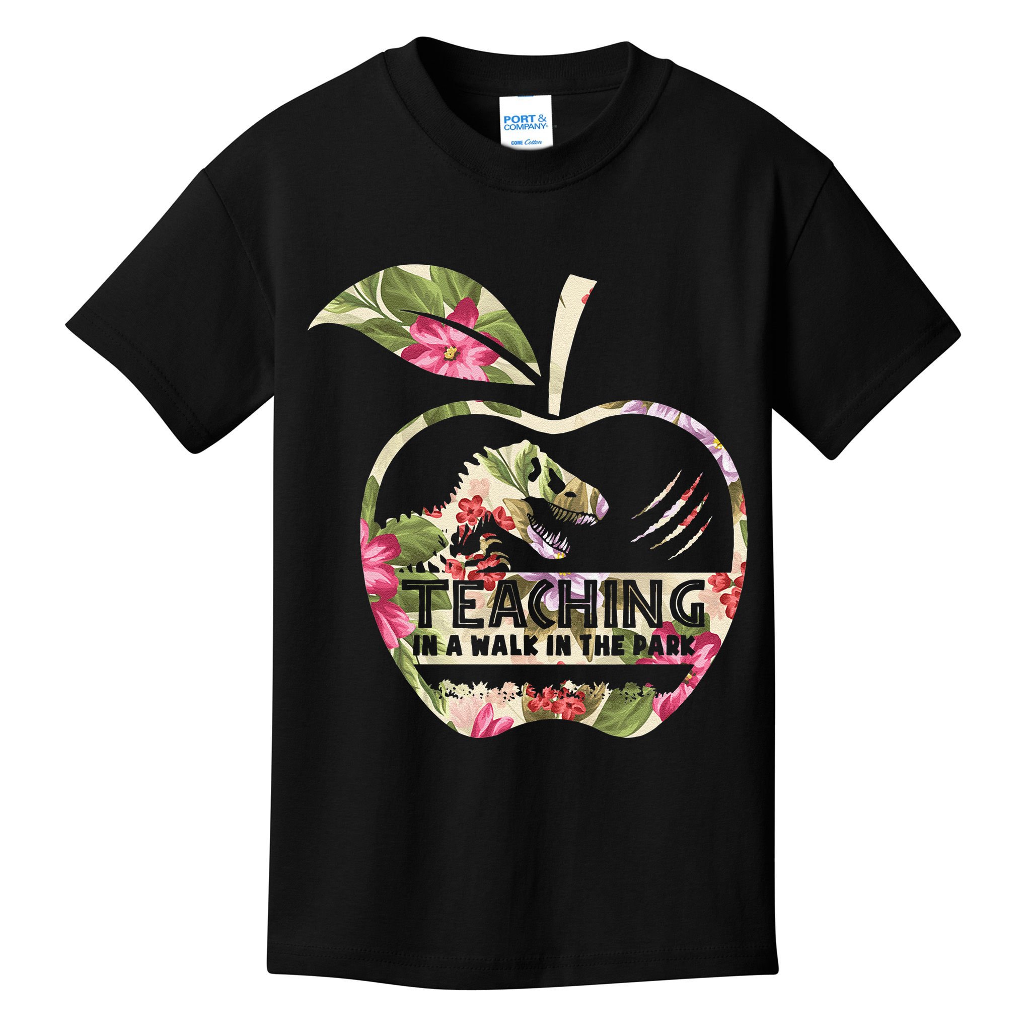 Teaching Is A Walk In The Park Funny Teacher Dinosaur Kids T-Shirt