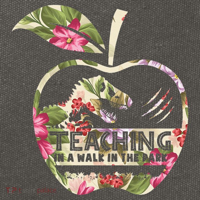 Teaching Is A Walk In The Park Funny Teacher Dinosaur Cotton Canvas Backpack