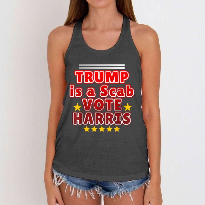 Trump Is A Scab Vote Harris. Designe Harris Kamalavote La Women's Knotted Racerback Tank