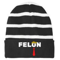 Trump Is A Felon Trump Is Guilty On 34 Counts Striped Beanie with Solid Band