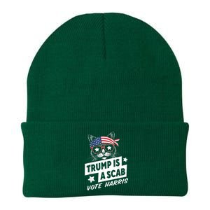 Trump Is A Scab Vote Kamala Harris Knit Cap Winter Beanie