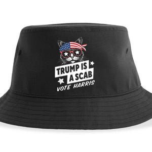 Trump Is A Scab Vote Kamala Harris Sustainable Bucket Hat