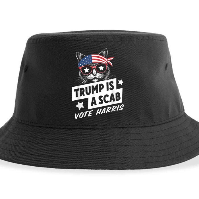 Trump Is A Scab Vote Kamala Harris Sustainable Bucket Hat