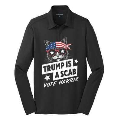 Trump Is A Scab Vote Kamala Harris Silk Touch Performance Long Sleeve Polo