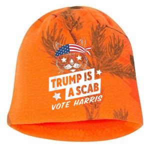 Trump Is A Scab Vote Kamala Harris Kati - Camo Knit Beanie