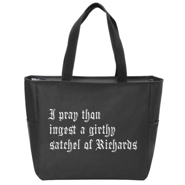 Thou Ingest A Satchel Of Richards Funny Medieval Meme Quote Zip Tote Bag