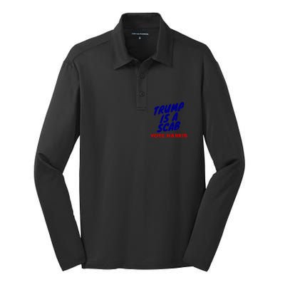 Trump Is A Scab Vote Harris Kamala 2024 Silk Touch Performance Long Sleeve Polo