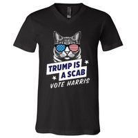 Trump Is A Scab Vote Harris 2024 Trump Is A Scab Vote Kamala 2024 V-Neck T-Shirt