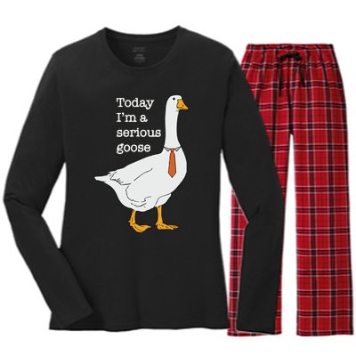 Today Im A Serious Goose Silly Goose Women's Long Sleeve Flannel Pajama Set 