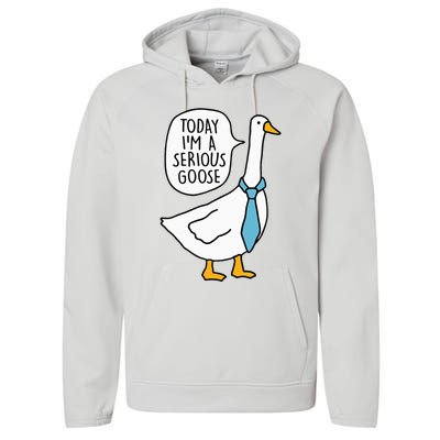 Today Im A Serious Goose Funny Serious Goose Performance Fleece Hoodie