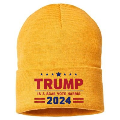 Trump Is A Scab Vote Madam President Kamala Harris 2024 Sustainable Knit Beanie