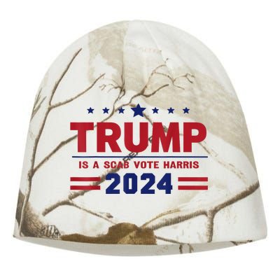 Trump Is A Scab Vote Madam President Kamala Harris 2024 Kati - Camo Knit Beanie