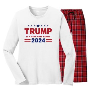 Trump Is A Scab Vote Madam President Kamala Harris 2024 Women's Long Sleeve Flannel Pajama Set 