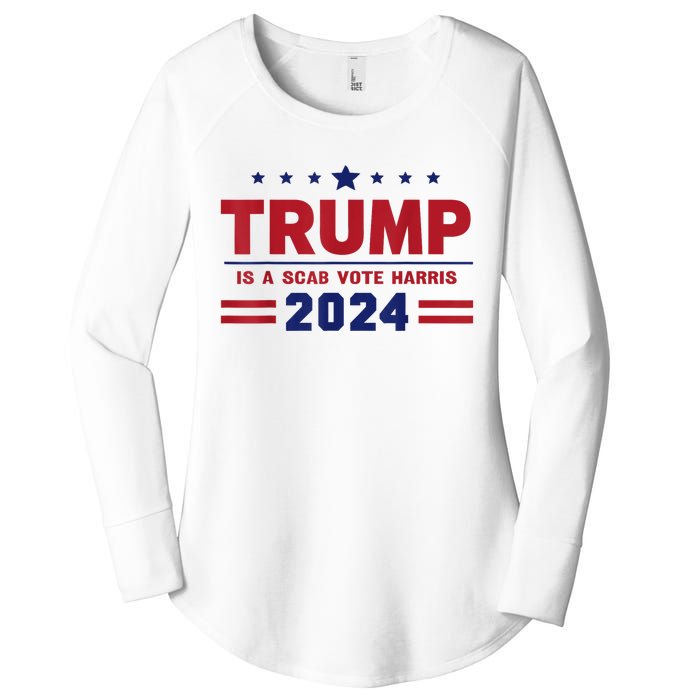 Trump Is A Scab Vote Madam President Kamala Harris 2024 Women's Perfect Tri Tunic Long Sleeve Shirt