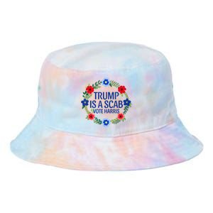 Trump Is A Scab Vote Kamala Harris Funny Antitrump Tie Dye Newport Bucket Hat