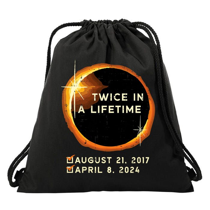 Twice In A Lifetime Total Solar Eclipse 2024 April 8th Totality Drawstring Bag