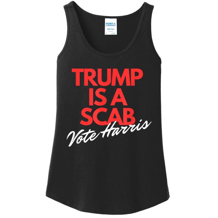 Trump Is A Scab Vote Kamala Harris 2024 Ladies Essential Tank