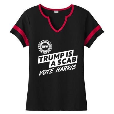 Trump Is A Scab Uaw Vote Kamala Harris 2024 Election Ladies Halftime Notch Neck Tee