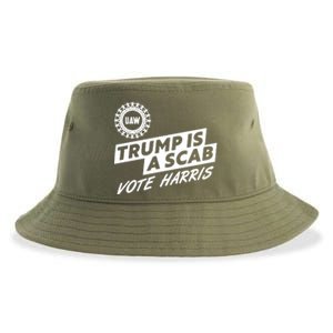 Trump Is A Scab Uaw Vote Kamala Harris 2024 Election Sustainable Bucket Hat