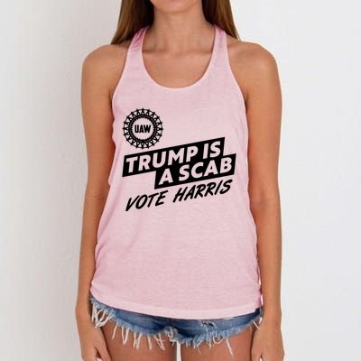 Trump Is A Scab Uaw Vote Kamala Harris 2024 Election Women's Knotted Racerback Tank