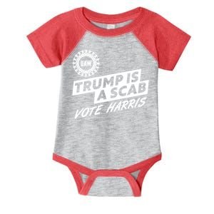 Trump Is A Scab Uaw Vote Kamala Harris 2024 Election Infant Baby Jersey Bodysuit