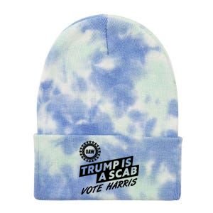 Trump Is A Scab Uaw Vote Kamala Harris 2024 Election Tie Dye 12in Knit Beanie