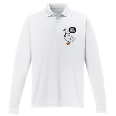 Today IM A Serious Goose Lgbt Cute Funny Serious Goose Performance Long Sleeve Polo