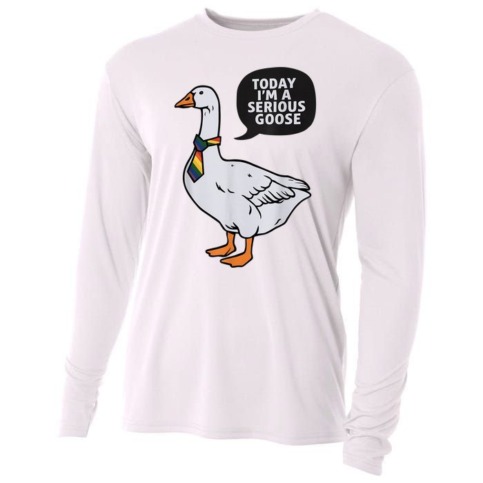 Today IM A Serious Goose Lgbt Cute Funny Serious Goose Cooling Performance Long Sleeve Crew