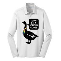 Today IM A Serious Goose Lgbt Cute Funny Serious Goose Silk Touch Performance Long Sleeve Polo