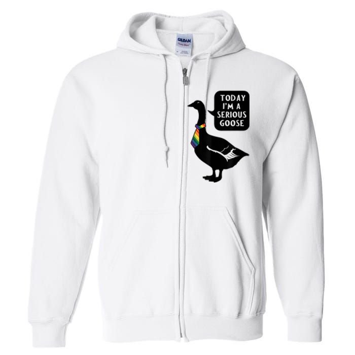 Today IM A Serious Goose Lgbt Cute Funny Serious Goose Full Zip Hoodie