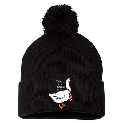 Today IM A Serious Goose Funny Cute Goose Pom Pom 12in Knit Beanie