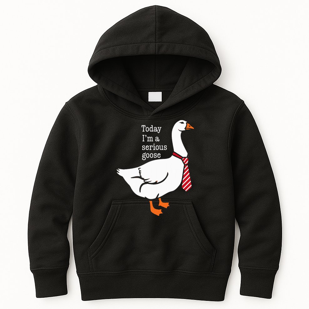Today IM A Serious Goose Funny Cute Goose Kids Hoodie