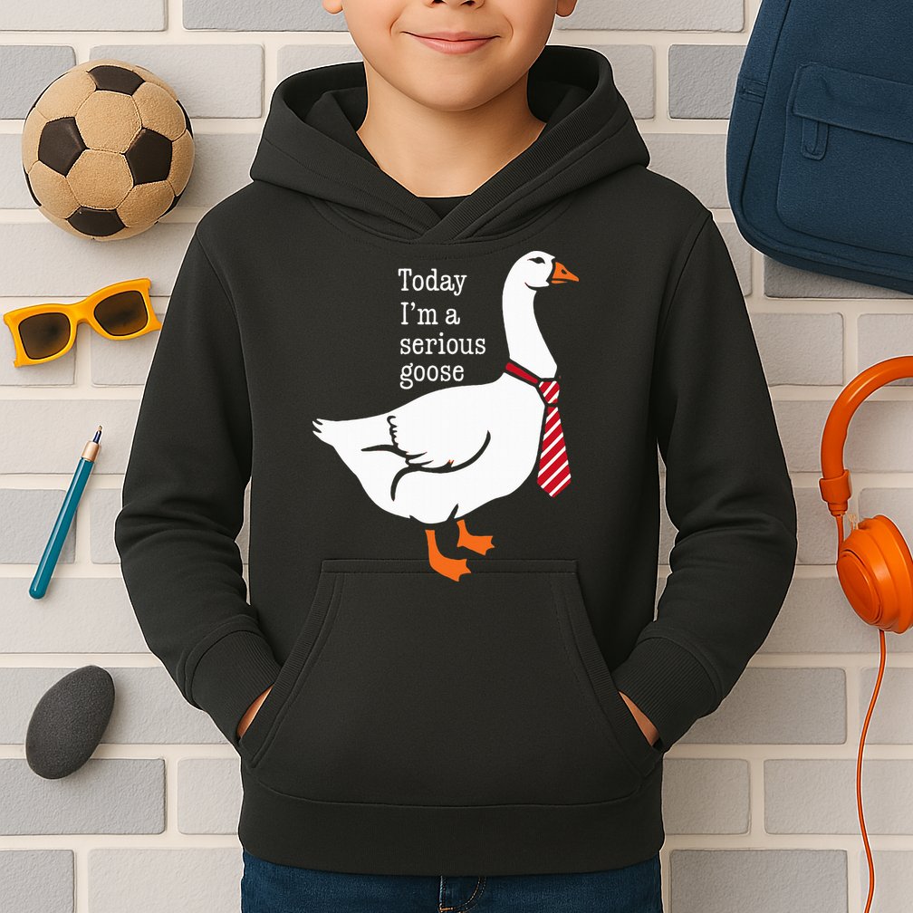 Today IM A Serious Goose Funny Cute Goose Kids Hoodie